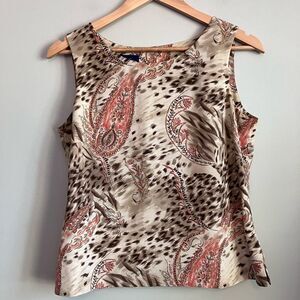 CHARTER CLUB Animal Print Silk Tank Blouse Size 6